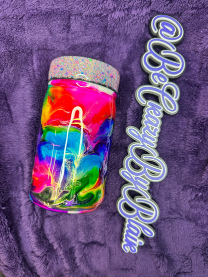 35.   Rainbow Mason Jar Cup