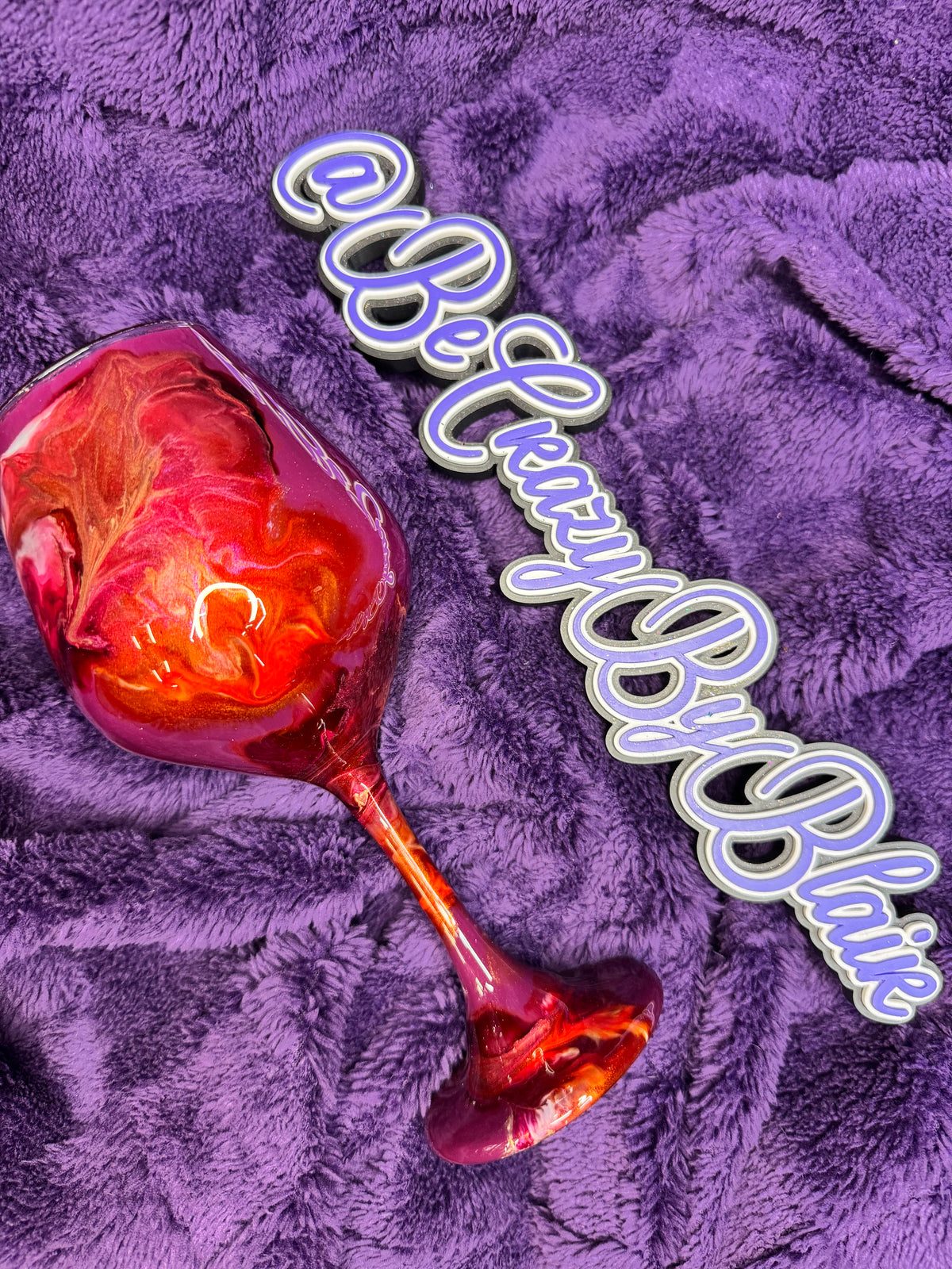 3.  Burgundy and Orange glass wine Glass