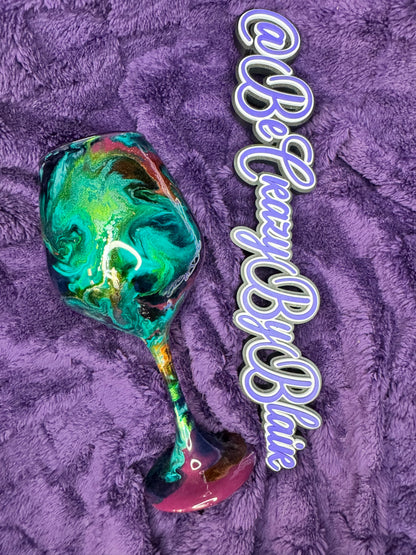 8.  Burgundy and teal Wine glass